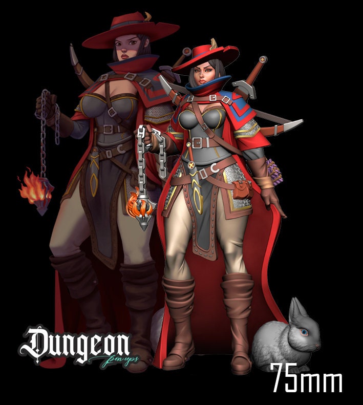 Inquisidora Pinup | 32mm, 54mm, 75mm Fantasy Miniature | DnD Miniature | Tabletop Games | RN Estudio