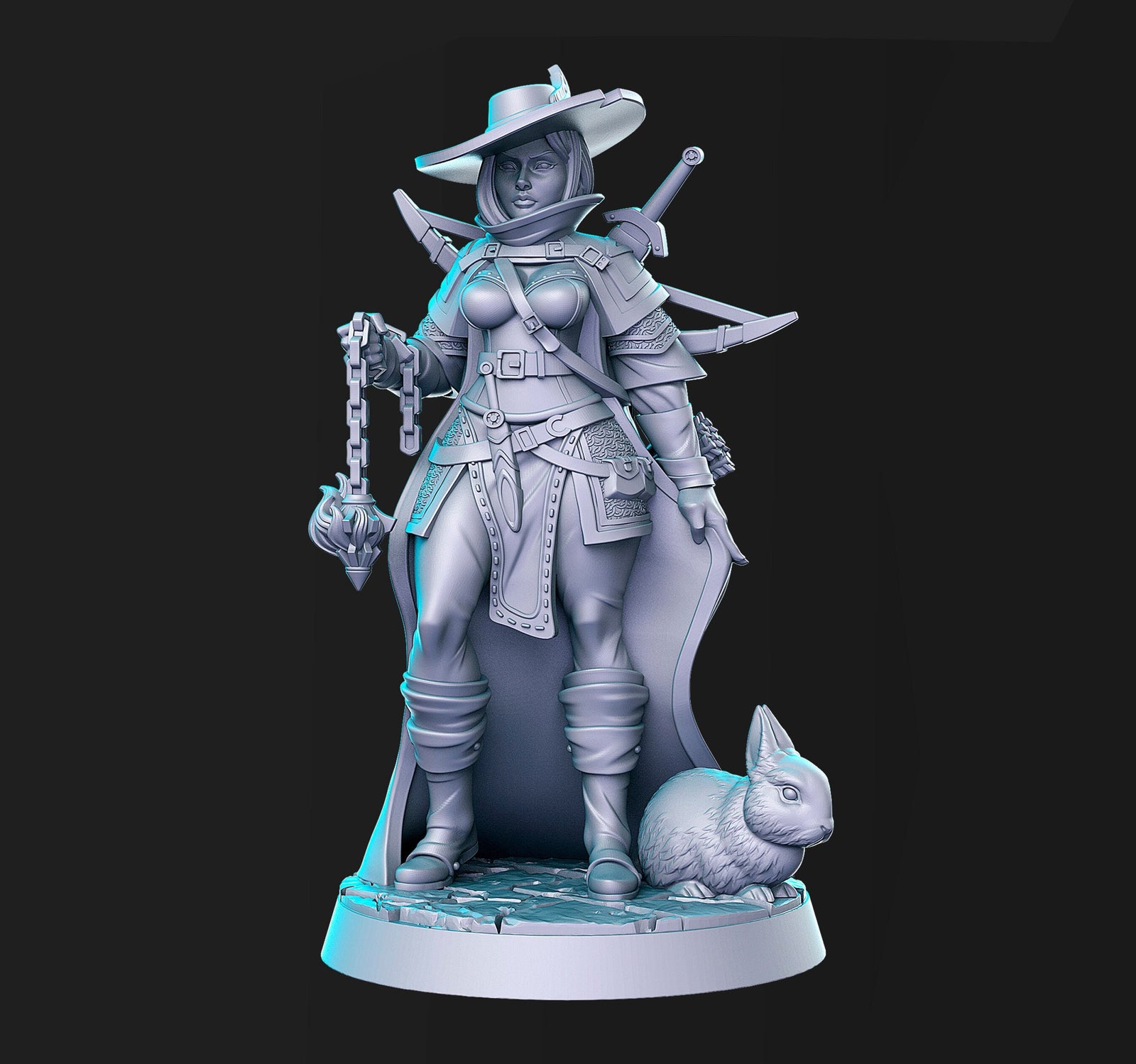 Inquisidora Pinup | 32mm, 54mm, 75mm Fantasy Miniature | DnD Miniature | Tabletop Games | RN Estudio