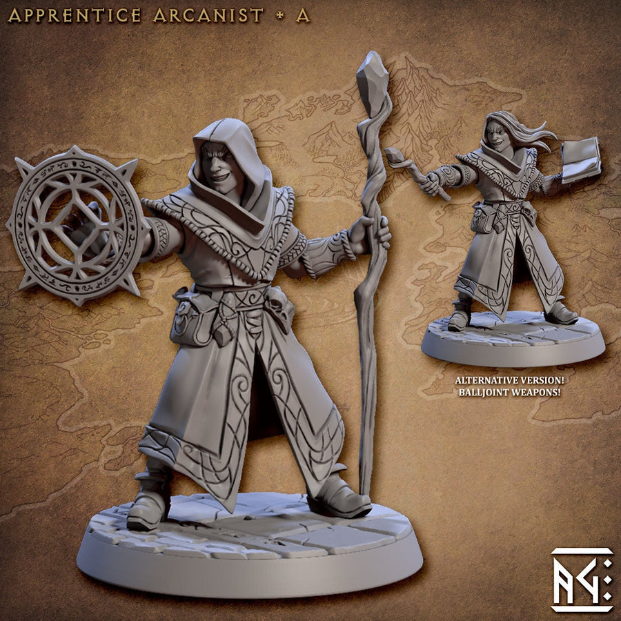 Apprentice Arcanist A | Fantasy Miniature | DnD Miniature | RPG | Tabletop Game | Artisan Guild