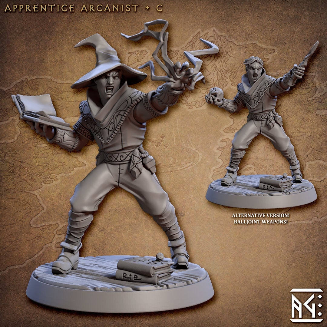 Apprentice Arcanist C | Fantasy Miniature | DnD Miniature | RPG | Tabletop Game | Artisan Guild
