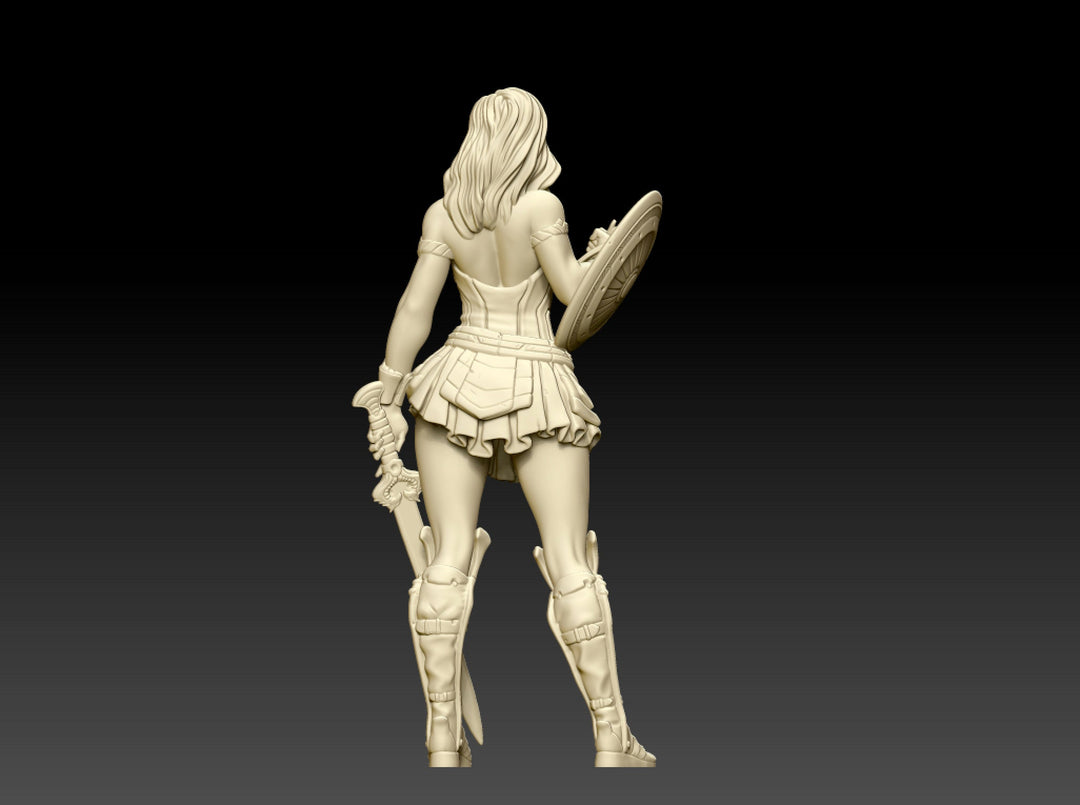 Amazon Warrior Pinup | 32mm, 54mm, 75mm Pinup | Fantasy Miniature | DnD Miniature | Dungeons and Dragons | Tabletop | Pathfinder